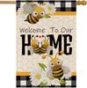 12x18 Inch Double Sided Summer Garden Ag - Seasonal Large Outdoor Yard Ags of Burlap - Banner Welcome To Our Home Bee - AAO