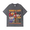 275 GSM Washed T-shirts 100% Cotton One Piece V27 Luffy Print Unisex Heavy Cotton T Shirt
