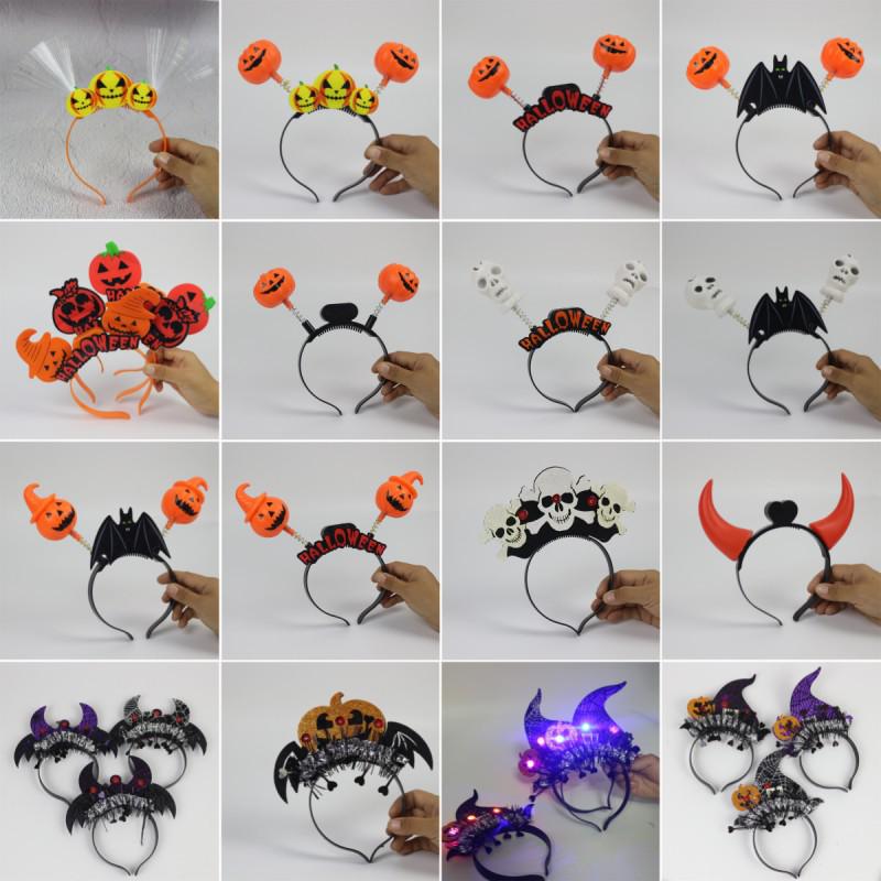 Luminous Halloween Pumpkin & Horn Headband for Kids & Adults