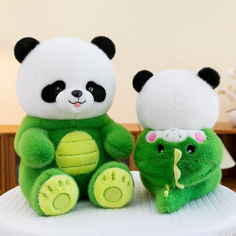 Cute Little Dinosaur Turned Into Panda Doll Rag Doll Children Sleeping Doll Men and Women Birthday Gift