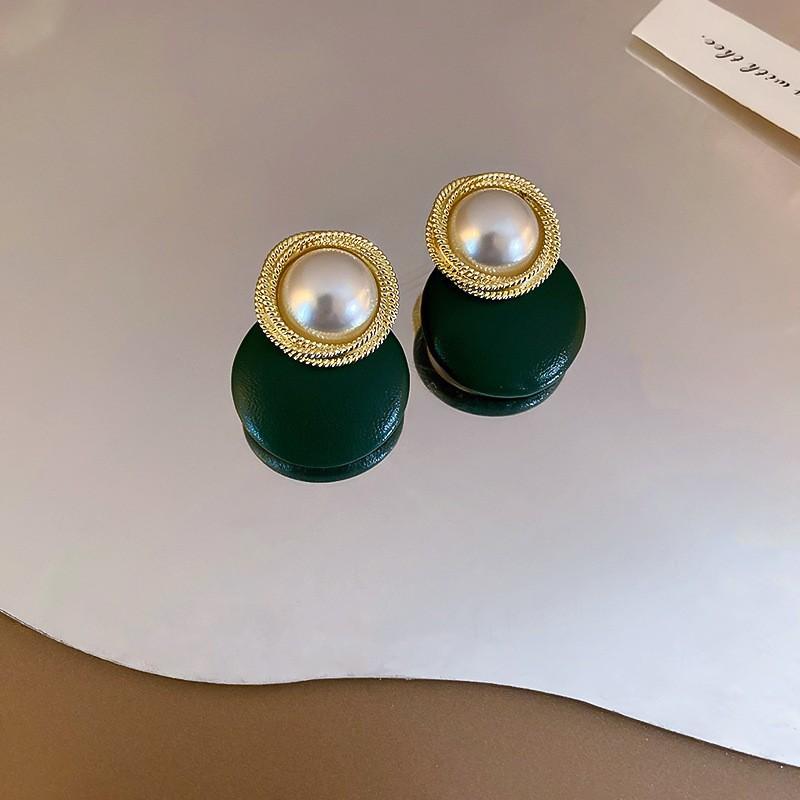 Модные зеленые серьги, геометрические полые круглые квадратные серьги-капли, металлические висячие серьги, женские ювелирные изделия