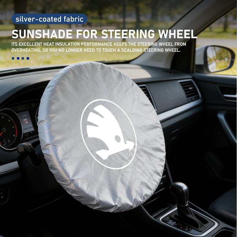 PBMN1 For Skoda Summer Car Steering Wheel Anti-Heat Sun Shade Cover Rapid Octavia Derivative Enyaq-iV VisionS Yeti Scala