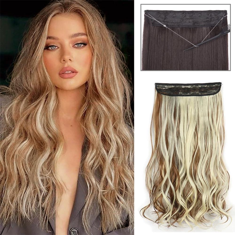 XINRAN Длинные волнистые волосы синтетические невидимые накладные волосы натуральные скрытые секретные накладные волосы для женщин ежедневное использование