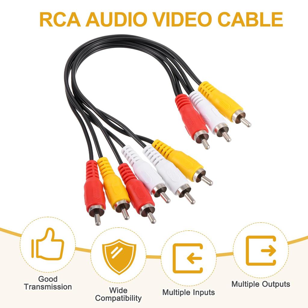 Uxcell AV Аудио Видео Разветвитель 3 RCA Гнезда на 6 RCA Гнезд 25 см Композитный Видео Разветвитель Адаптер Выходной Кабель Кабель, Гнезда,