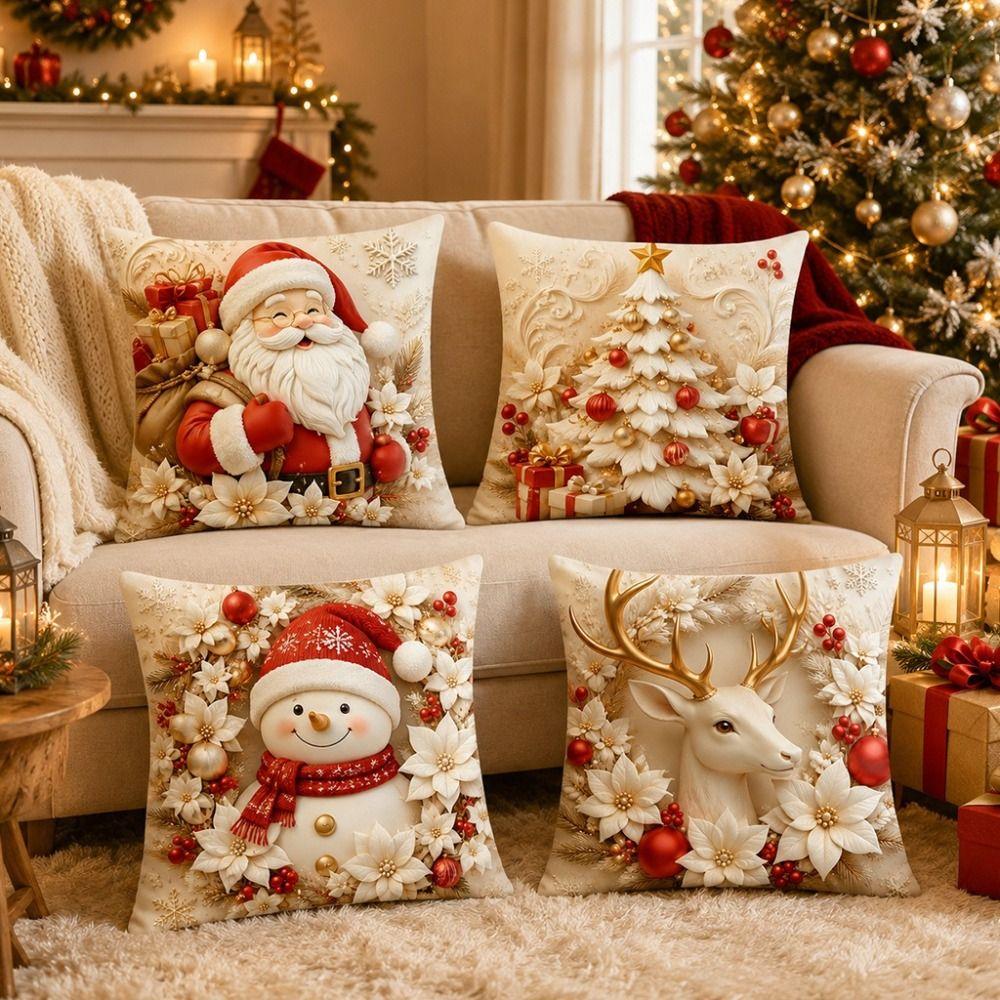 45x45cm Throw Pillow Covers Washable Christmas Themed Pillow Case For Friends