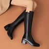New Women Boots Zipper Thick High Heels Simple Fashion Thick High Heels Autumn Winter Woman Boots Knee High Botas