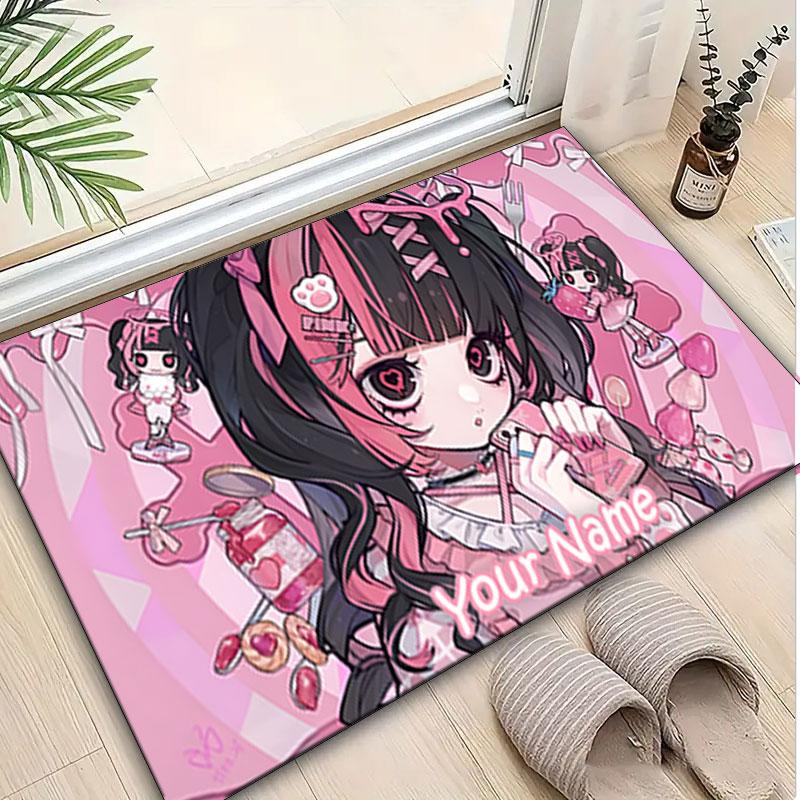 1PC Custom Name Pink Fantasy World Theme Floor Mat Ideal for Living Room, Game Rooms, Office, Bedroom,Floor Mat Playful Design