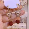 Модные блестящие серьги-подвески в виде листьев из красного бисера со стразами для женщин и девочек, легкие роскошные серьги-гвоздики, ювелирные изделия в подарок