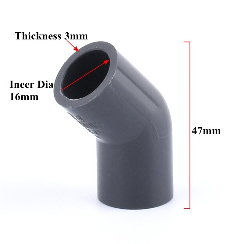 1~5 шт. 16 мм темно-серые фитинги для труб из ПВХ, соединители для аквариума, прямой тройник, колено, соединительное соединение, садовая труба из ПВХ, аксессуары для самостоятельного монтажа