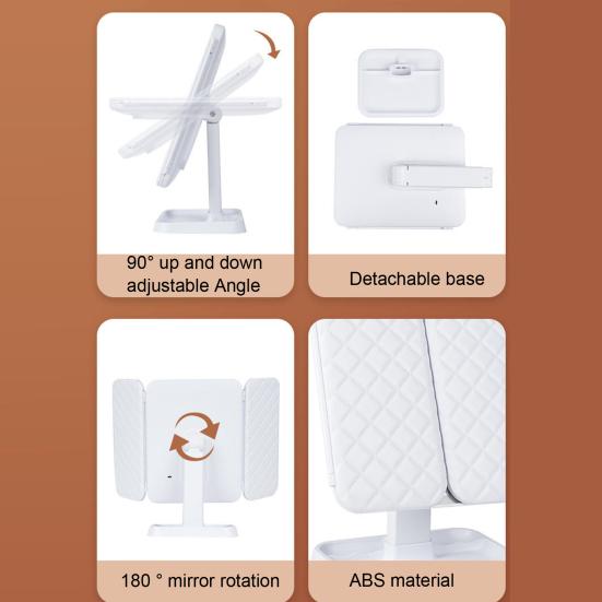 Yousheng 1 комплект косметического зеркала со светодиодной подсветкой косметического зеркала с сенсорным управлением, перезаряжаемого тройного зеркала для макияжа, набора для дома