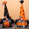 Decorative Gnome Toys Halloween Plush Decoration, Spooky Orange Black Boo Pumpkin Swedish Tomte Seasonal Table Accents Figurine, Elf Dwarf Ornaments