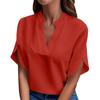 Spring And Summer V-neck Solid Color Casual Versatile Short-sleeved Pullover Shirt