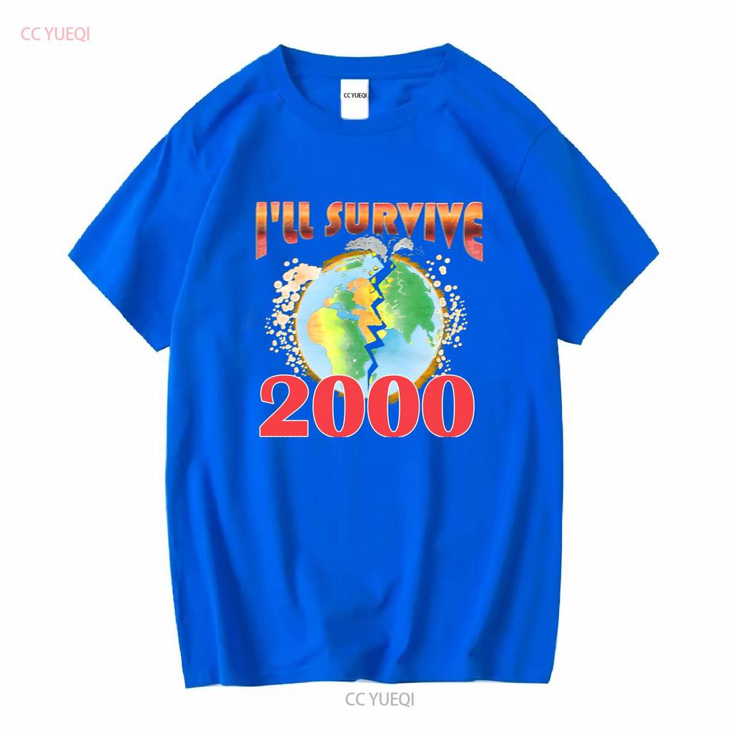 Vintage 90s T Shirt Puff Print Unisexs Xl Ill Survive 2000 Long Or Short Sleeves Vintage Washed Stylish Soft