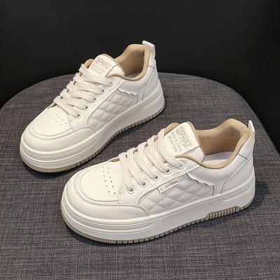Туфли на платформе белые женские туфли весна новинка универсальная кожаная спортивная обувь женская повседневная обувь увеличивающая высоту доски обувь
