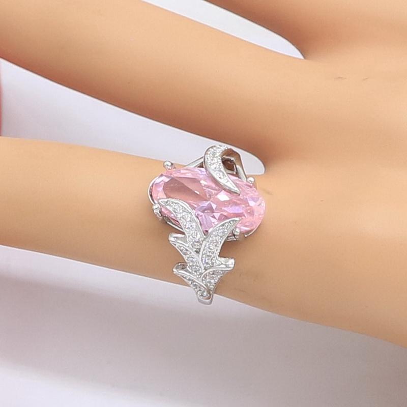 WPAITKYS Роман Розовый Кристалл Серебряный Цвет Наборы Ювелирных Изделий Для Женщин Серьги Кольцо Ожерелье Браслет Бесплатная Коробка