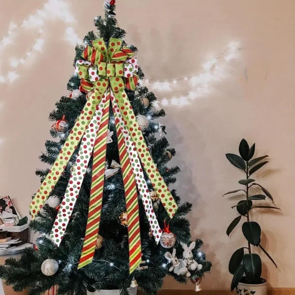 Large Green Bow Christmas Bow Ribbon Tree Topper Christmas Decorations  New Year Party