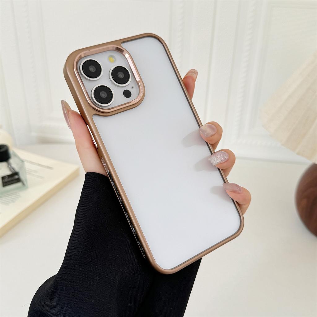 For iPhone 15 Pro Clear Phone Case Electroplating Edge PC Acrylic Back Cover