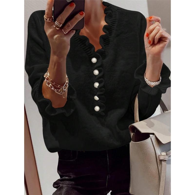 YYFS Women's Fashion Casual Fall Winter Solid Color Print Long Sleeve V-Neck Sweaters