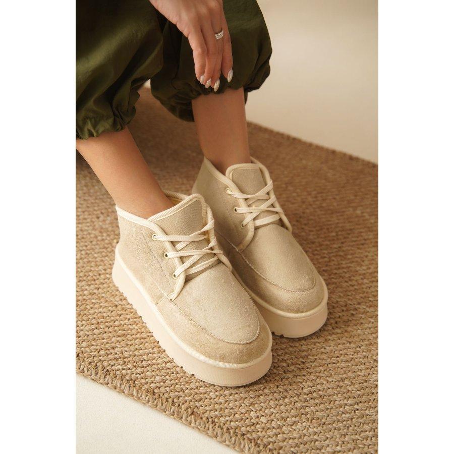 Женские замшевые повседневные ботинки на толстой подошве с меховой подкладкой