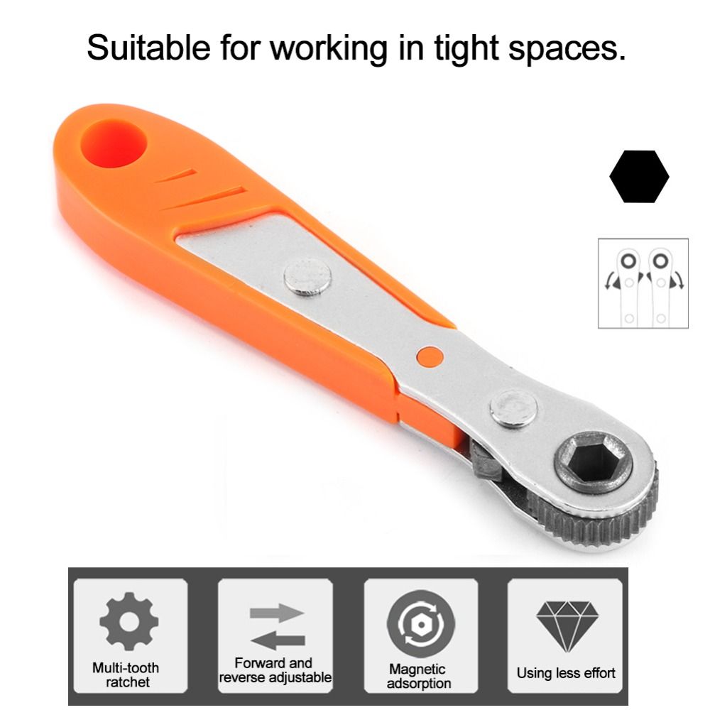 1/4 Inch Hex Drive Mini Ratchet Wrench 36 Tooth Mechanism Drill Bit Socket Adapter Repair Shop