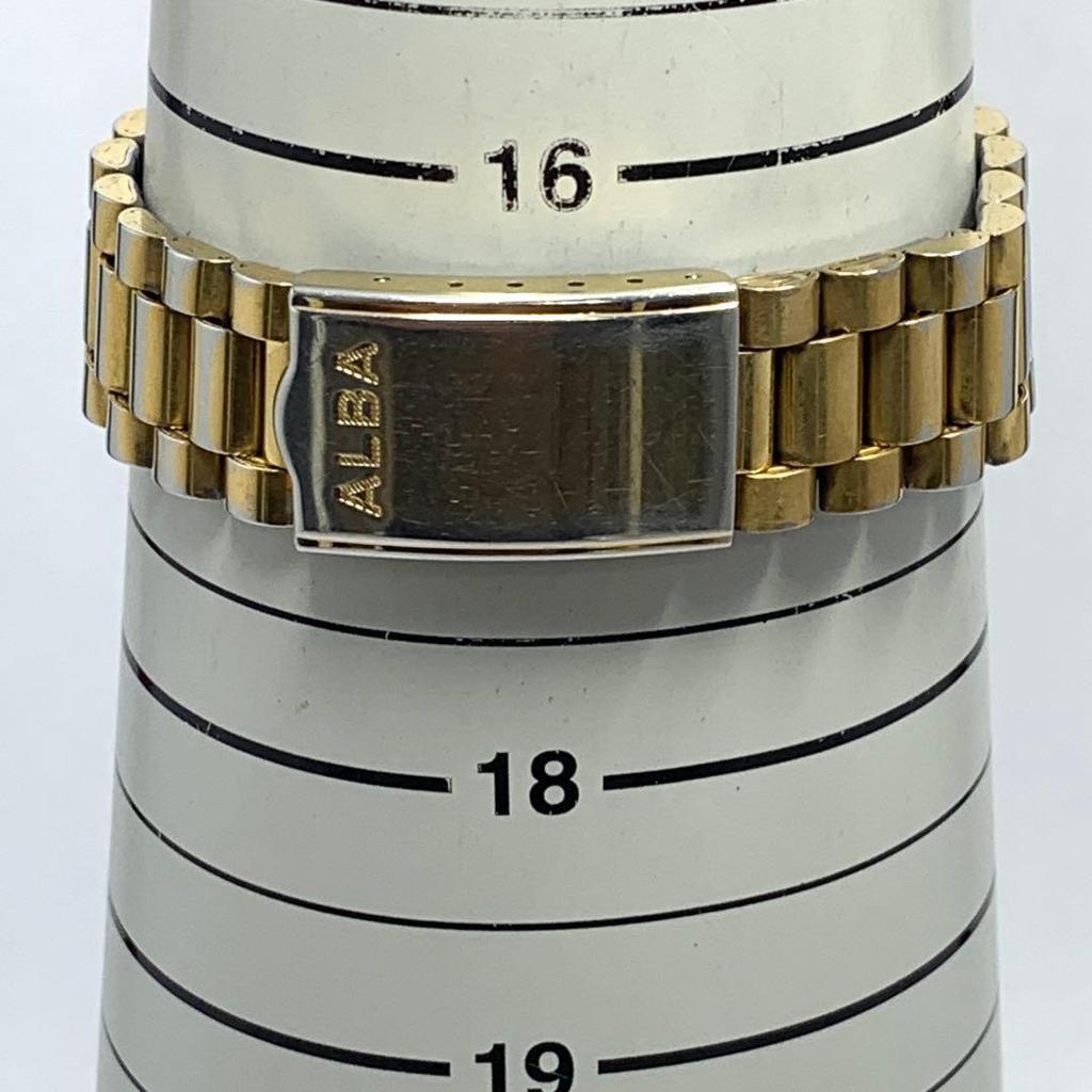 Used 594 [Battery Replaced, Cleaned] Working SEIKO Men's Watch Seiko ALBA Gold Calendar Quartz Arabic Numerals Vintage