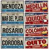 Chile Argentina Ecuador Colombia License Plate Landmark Metal Sign City State Decorative Car Plate Garage Club Bar Wall Decor