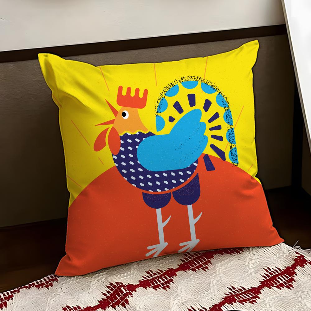 Rooster Doodle Art Cushion Cover Reversible Soft Durable Pillow Cover Home  Car MultiScene Use for Daily Comfort