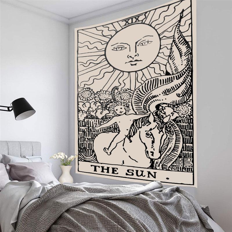 Ретро Мандала Солнце Луна Астрологический узор гобелен для дома Гостиная Общежитие Спальня Настенный декор фон ткань гобелен