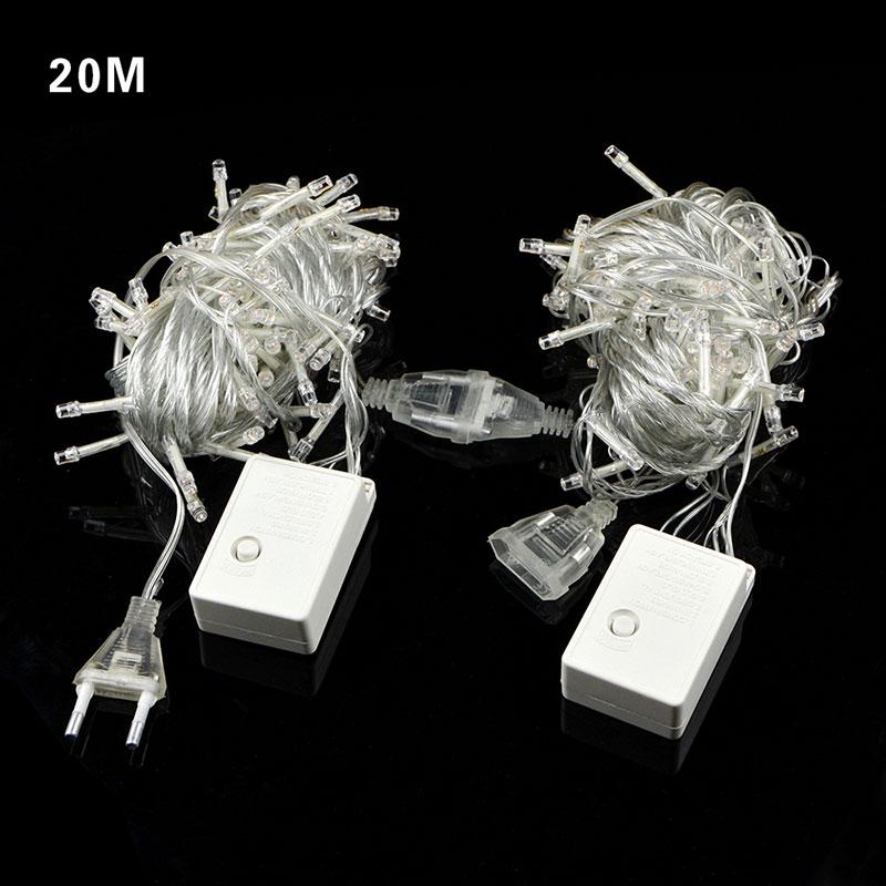 Рождественские огни 10 м, 20 м, 30 м, 40 м, светодиодные уличные гирлянды, 8 режимов для свадебной вечеринки, сада, заднего двора, праздничные огни, 220 В, вилка европейского стандарта