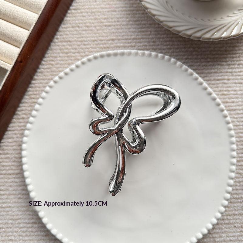 Women Large Silver Metal Hair Claw 1Pcs Elegant Punk Style No Hair Damage Hairpin for Curly Straight Hair Use