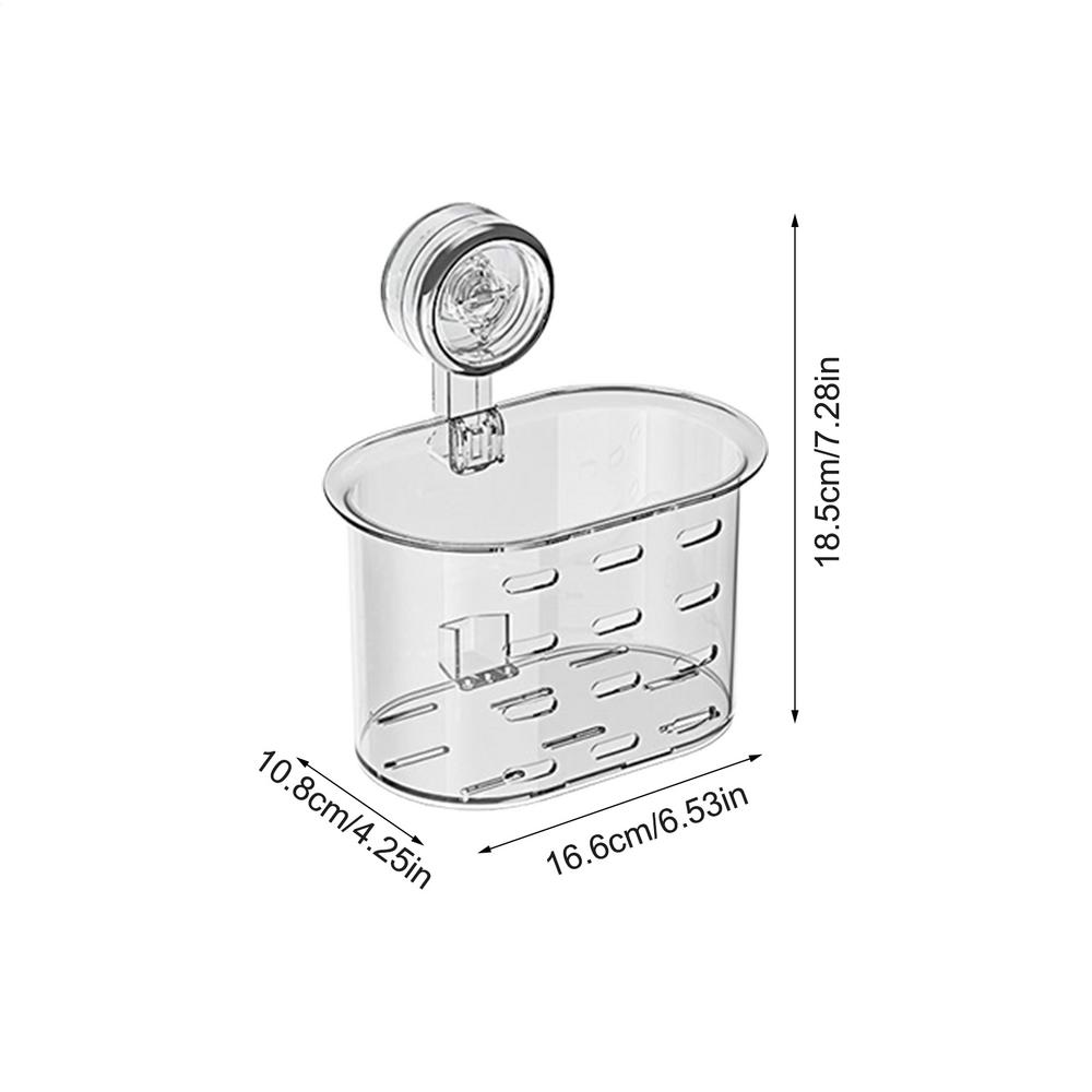 Bathroom Shower Organizer Shower Holder Wall Mount Box Clear Box Removable Holder Suction Cup No Drilling Storage Container For