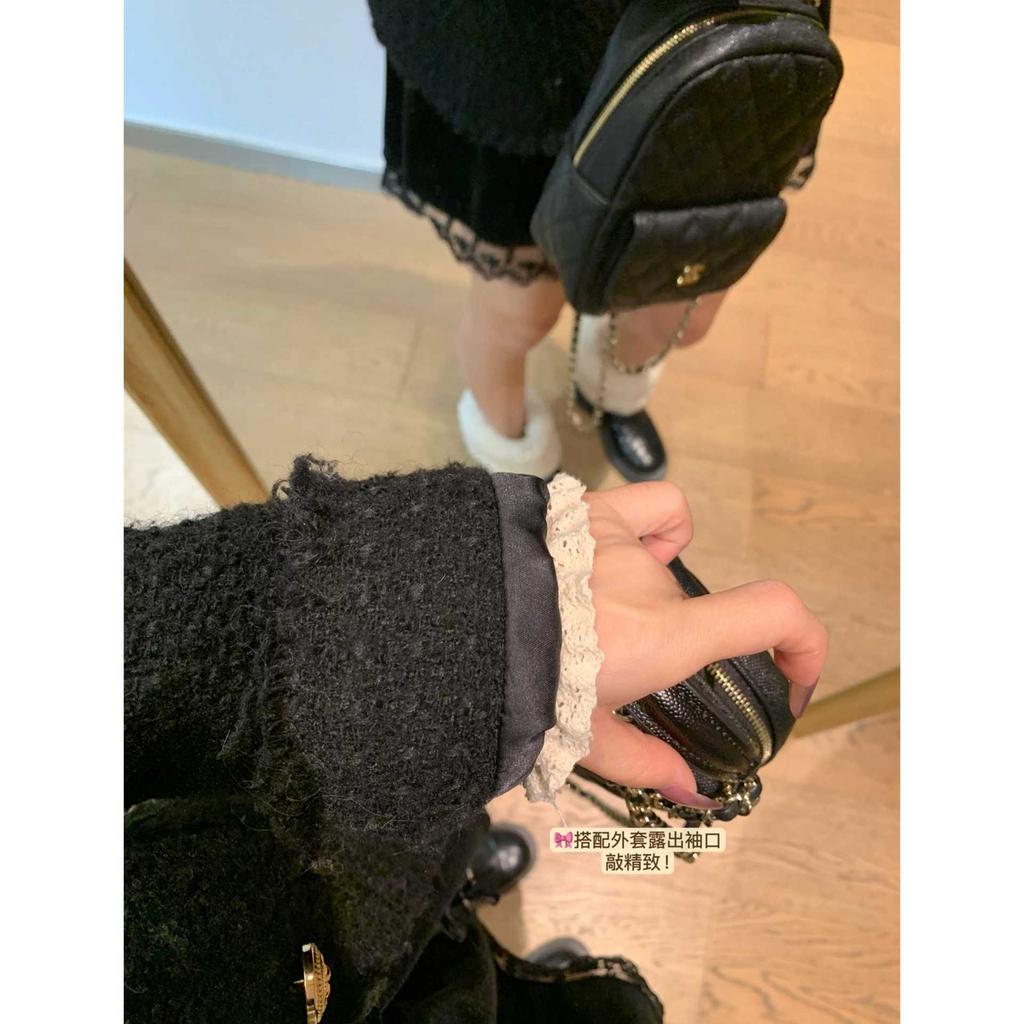 Девичий милый топ с полувысоким воротником, женская весенняя кружевная вставка, внутренняя базовая рубашка, вязаный свитер