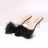 Classic Slides Slippers for Women Casual Strange High Heels Shoes for Women Solid Fur Leather Slip On Summer Slippers Plus Size