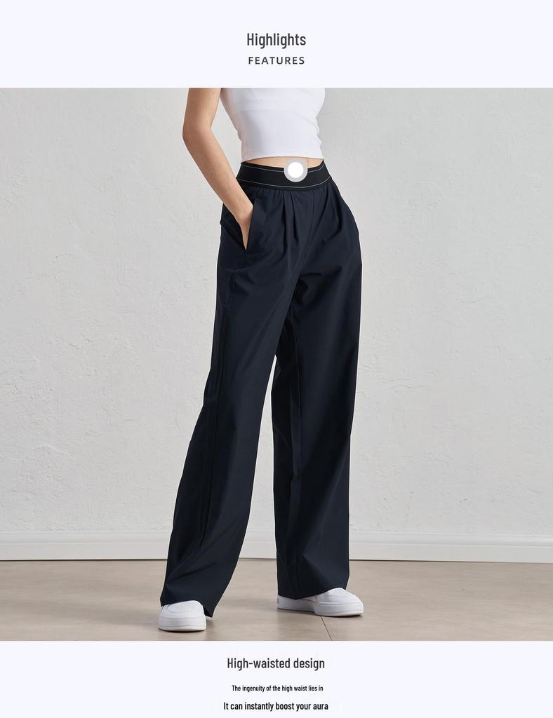 Женские брюки для йоги с высокой талией и широкими штанинами – Повседневные тканые спортивные брюки с моделирующим дизайном