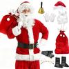 Yi-gog Santa Claus Costume, Christmas Costume with Reindeer, 11-Piece Set, Long Sleeves, Thick Fabric, Suitable for Parties, Adult Size (XL)