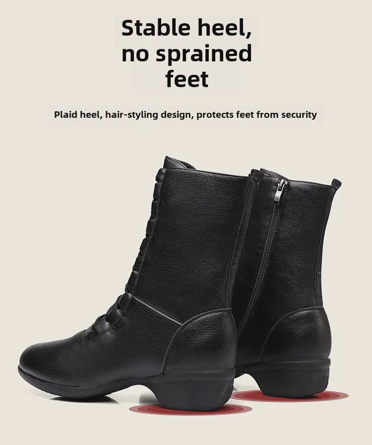 Ботинки для танцев Square Dance Boots с мягкой подошвой и молнией - средний каблук с воздушной подушкой, стиль «матрос», одежда на все времена года