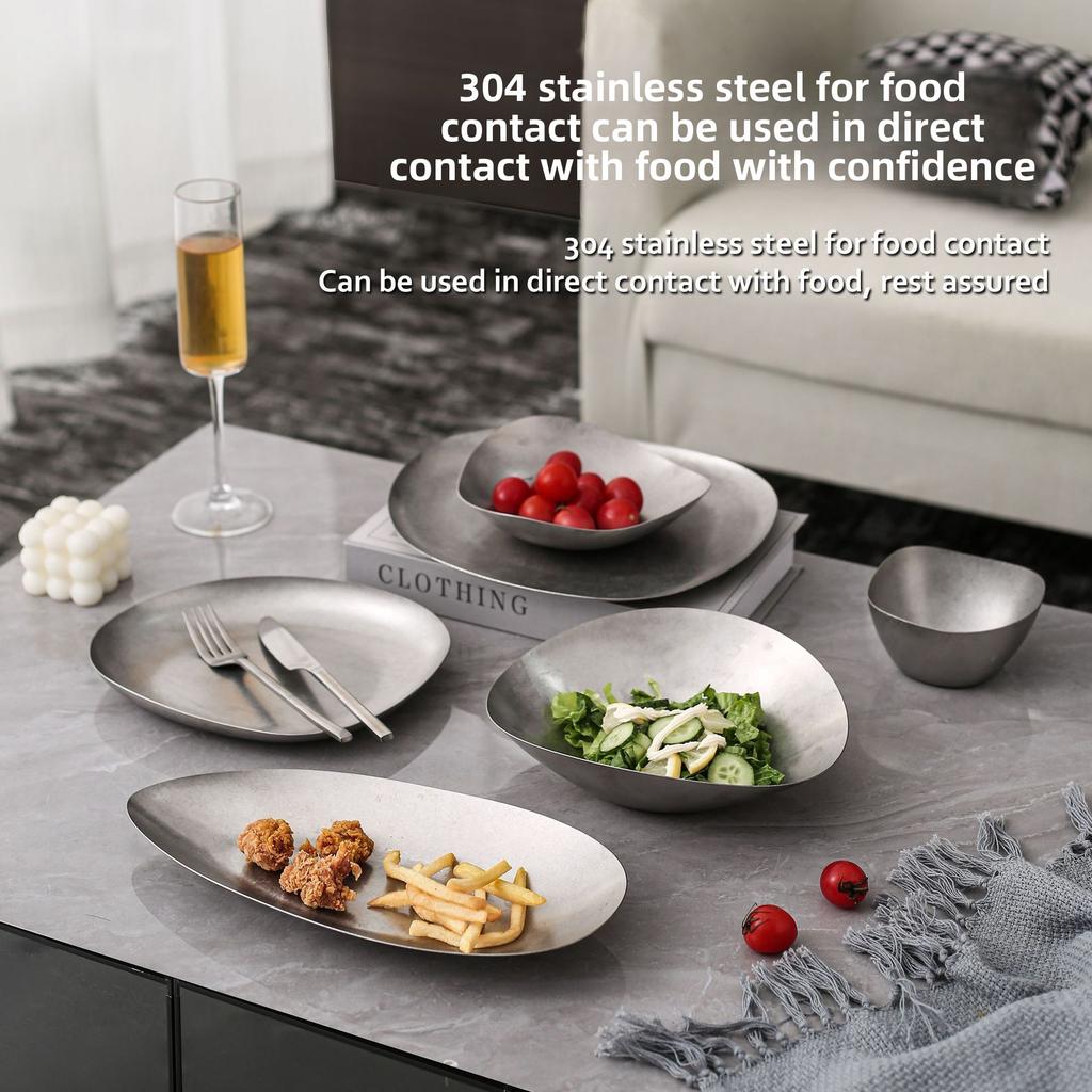 Декоративная тарелка в стиле ретро, уникальный дизайн, нержавеющая сталь, прочная, для дома, ресторана, улицы, западная столовая посуда