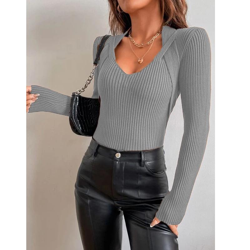 Женская мода с длинным рукавом повседневный пуловер топы осень зима Femme Knit Pull свитер