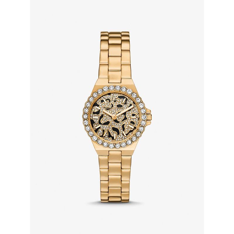 Michael Kors Мини-часы Lennox с животным pavé, золотистый тон MK7394