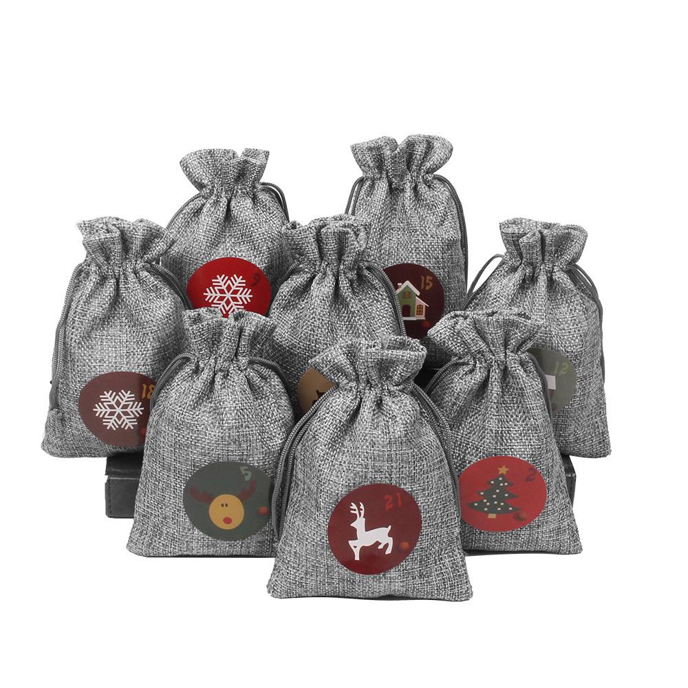 НАБОР ИЗ 24 ТКАНЕВЫХ МЕШОЧКОВ ДЛЯ РОЖДЕСТВЕНСКОГО АДВЕНТ-КАЛЕНДАРЯ СВОИМИ РУКАМИ: Включает 24 штуки адвент-календаря