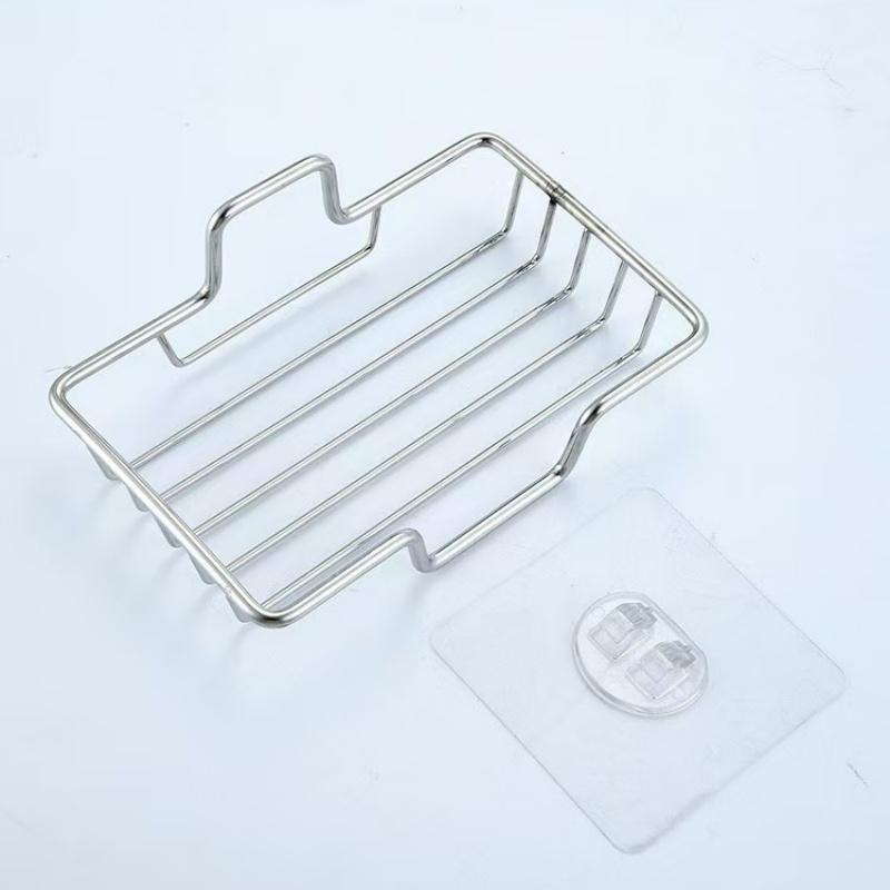 Сливная полка из нержавеющей стали для ванной комнаты, мыльница, тарелка, держатель для кухонной мойки, губка, самоклеящаяся полка для хранения