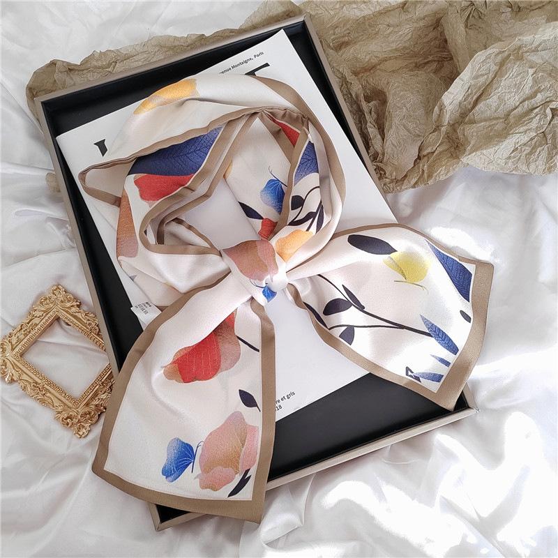 Classic high-end long silk scarf binding bag multi-functional winding bag handle streamer headband decorative trendy autumn clothes