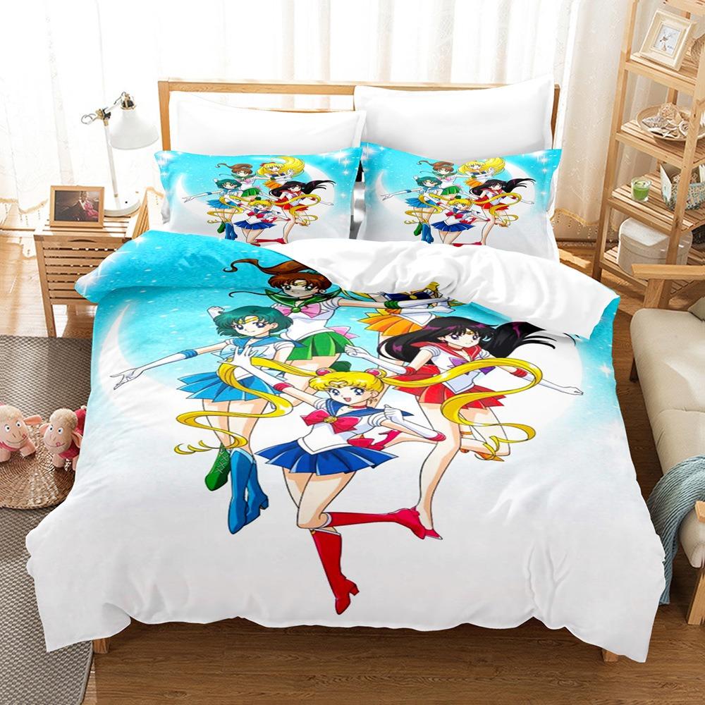 Kawaii Sailor Moons luxurious Duvet Covers Kids Cartoon Bedding Set Quilt Cover Twin Full Bedroom Bed Decor for Teens Best Gifts