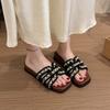 Women's Slippers Fairy Style Pearl Flat Sandals 2025 Summer New Cool Slippers for Women Outdoor Non Slip Beach Slippers