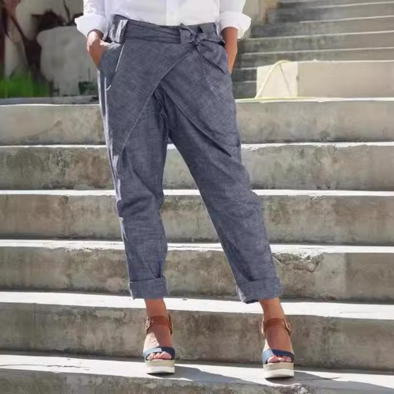 Женские брюки с индивидуальным бантом, длинные брюки