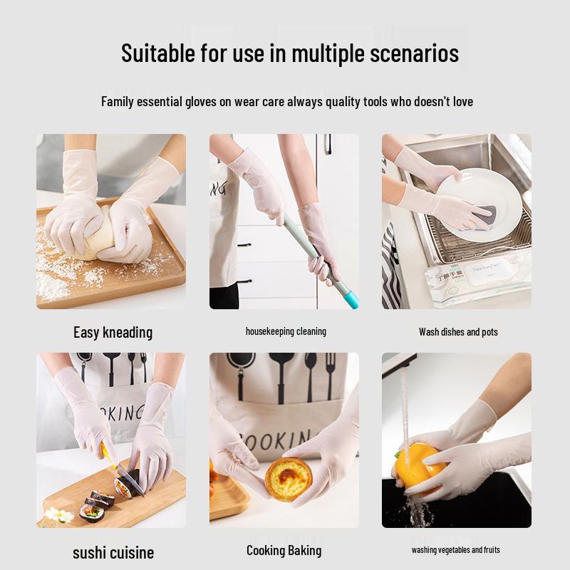 Thickened Nitrile Gloves - Disposable, Food Grade, Durable Protection for Kitchen, Housework & Vegetable Cutting (Women's)