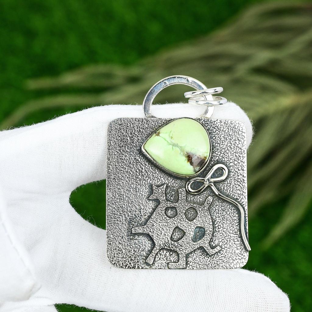 День сестер Распродажа Натуральный лимонный хризопраз 925 стерлинговое серебро Подвеска Ювелирные изделия