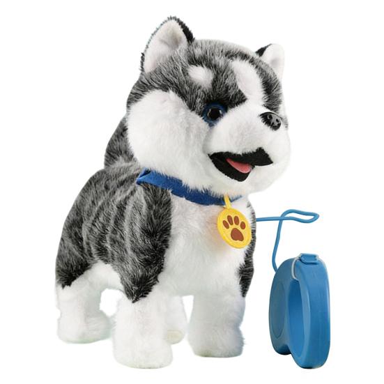 Электрическая плюшевая игрушка-собака с поводком, высовывающая язык, ходячий щенок, плюшевая игрушка с сенсорным управлением