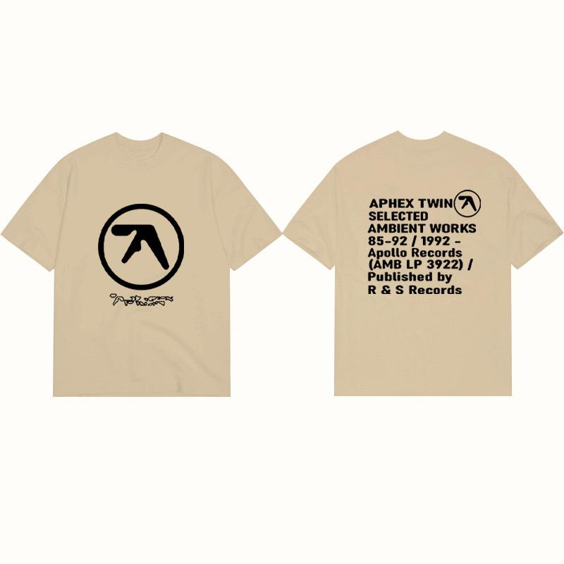 Мужская футболка Aphex с черным принтом, хлопковая, графическая, оверсайз, корейская мода, с коротким рукавом, топы, футболки, одежда в стиле Y2k, уличная одежда