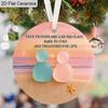 Ceramic Friendship Ornament with Box, Beach Sunset & Inspirational Quote, Hanging Decor for Christmas Tree, Festive & Daily Decoration,Navidad Pendant